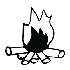 Campfire .  Vector illustration in Doodle style isolated on white background.