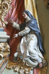 Saint Catherine of Siena statue on the main altar in the Church of Our Lady of Jerusalem at Trski Vrh in Krapina, Croatia