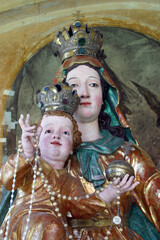 Madonna with the infant Jesus on a throne in the church of Our Lady of Jerusalem at Trski Vrh in Krapina, Croatia