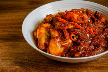 Top view of Sambal Udang (Prawn Sambal)