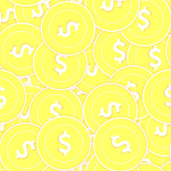 American dollar gold coins seamless pattern. Extra