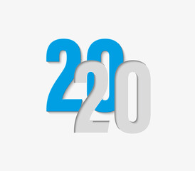 Greeting card 2020 Fonts flyer. Color of date 2020 new year view from above banner. Celebrate brochure icon