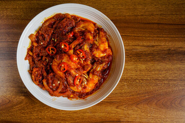 Top view of Sambal Udang (Prawn Sambal)