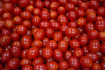 Tomato cherry red aerial photography.
