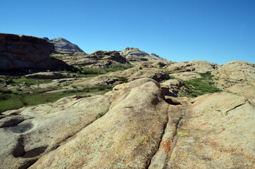 Views of Mount Bektau Ata. Bektau Ata - a mountainous area in the middle of the Kazakhstan steppe,...