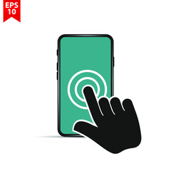 Touch screen smartphone sign icon. Hand pointer symbol. Flat design style. Vector 