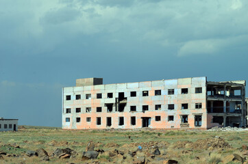 Abandoned Soviet military base in Central Asia.West Bank of Balkhash Lake
