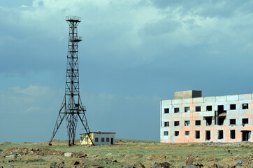 Abandoned Soviet military base in Central Asia.West Bank of Balkhash Lake