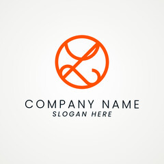 L Letter logo, vector template, business symbol, geometric outline circle icon design