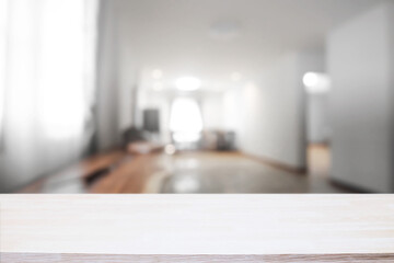 Obraz na płótnie Canvas Empty desk platform indoor room house background. For product display montage.
