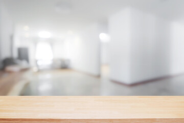 Empty desk platform indoor room house background. For product display montage.