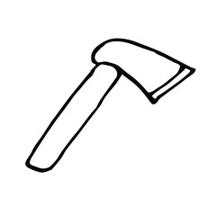 Single marching axe. Vector drawing in Doodle style. Isolated on a white background. Theme of summer design and decor.