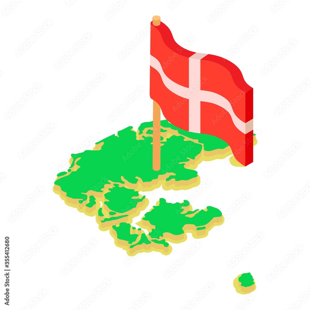 Poster denmark map icon. isometric illustration of denmark map vector icon for web