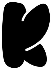 Modern letter K logo. Sweet sky english hand drawn isolated bold alphabet. Handwriting display font. Uppercase letter