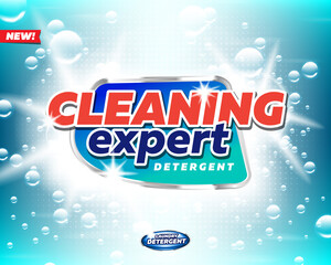 Cleaning expert laundry detergent product logo template. Best for label production, packaging and advertising design uses.
