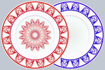 Decorative round plate with mandala from floral elements.Vector  illustration. Home decor, interior design. matching decorative plates for interior design.