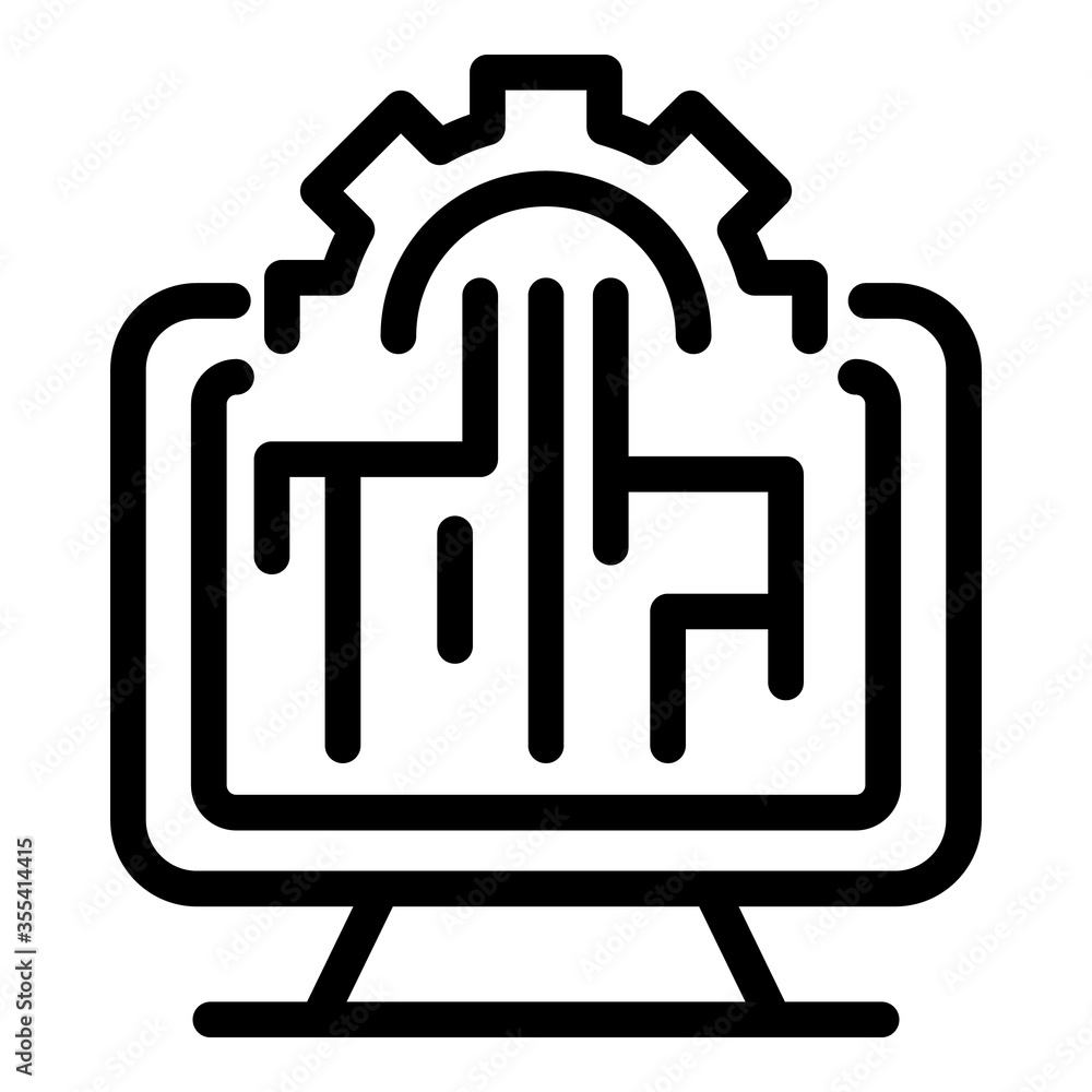 Poster gear monitor engineer icon. outline gear monitor engineer vector icon for web design isolated on whi