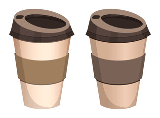 Set of disposable paper cup for coffee, tea or hot drink.