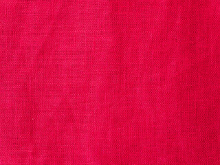 Red linen fabric texture, crimson color, copy space