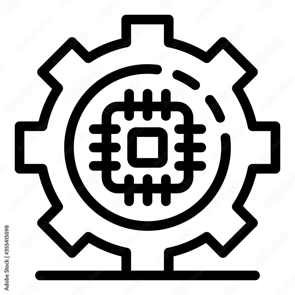 Poster processor gear wheel icon. outline processor gear wheel vector icon for web design isolated on white