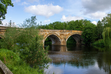 Fototapeta na wymiar The road bridge that crosses the River Tees at Yarm, North Yorkshire