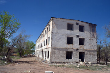 Abandoned Soviet military base in Central Asia.West Bank of Balkhash Lake