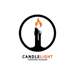 Obraz premium Candle light icon logo design vector template