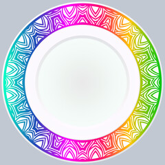 Handdrawn Pattern With Round Floral Ornament. Vector Illustration.