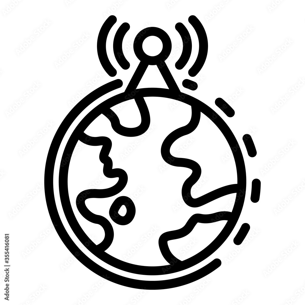 Poster global radio tower icon. outline global radio tower vector icon for web design isolated on white bac