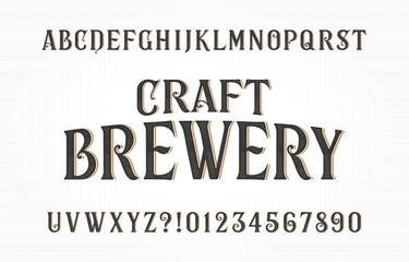 Craft Brewery alphabet font. Vintage handwritten letters and numbers. Stock vector typescript for your typography design.