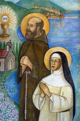 Blessed Grace of Muo and Blessed Osanna of Cattaro, a fresco in the Parish Church of the Sacred Heart of Jesus in Ivanovo Selo, Croatia