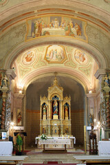 Fototapeta na wymiar High altar in the parish church of the Visitation of the Virgin Mary in Garesnica, Croatia