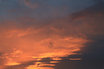 Fototapeta na wymiar Sun on sunset sky,orange sunset sky.