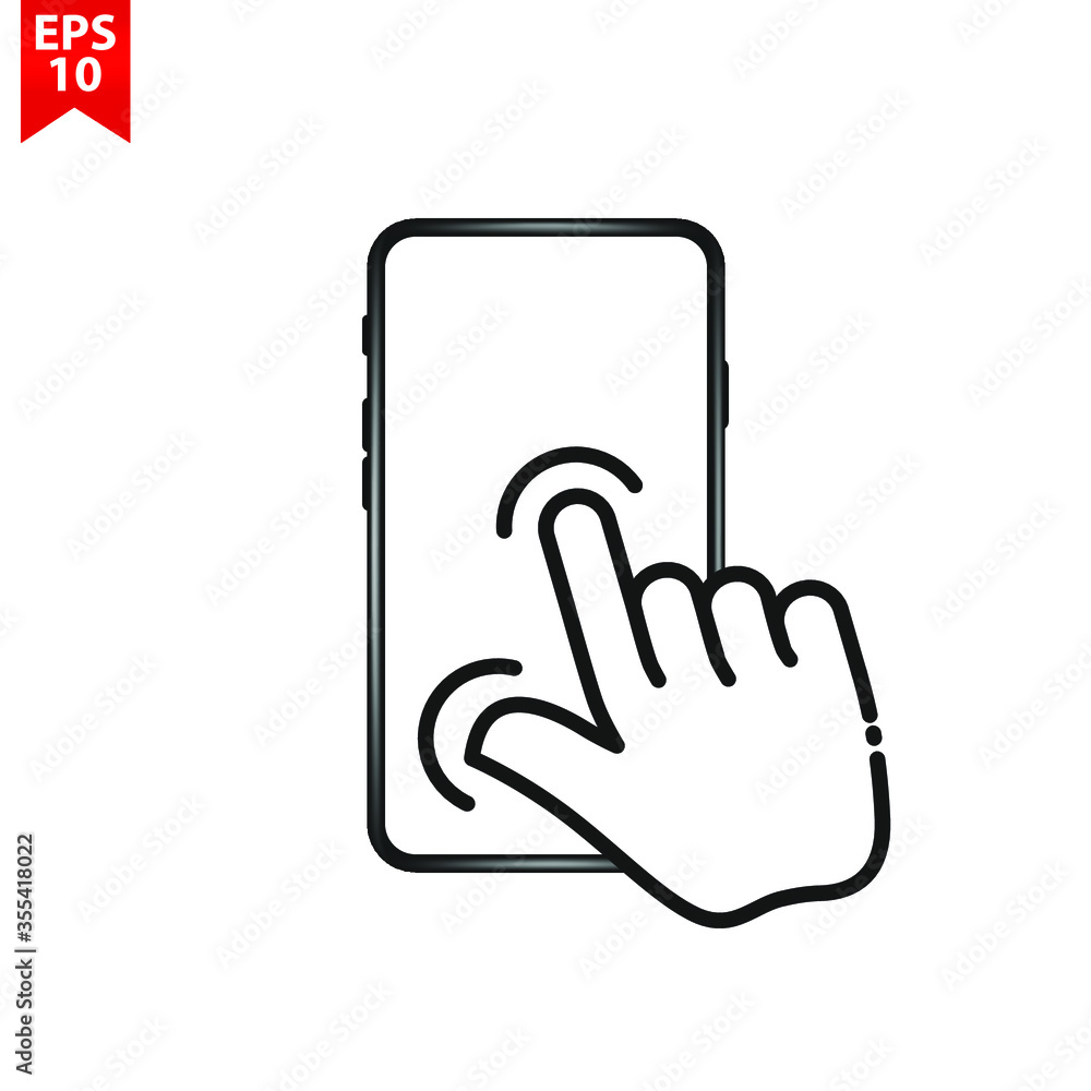 Poster touch screen smartphone sign icon. hand pointer symbol. flat design style. vector
