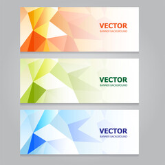 Set of abstract polygonal banner with business design template,  Geometric triangular vector illustration.