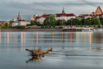 Fototapeta premium panoramic view of Warsaw skyline over Vistula river, Poland