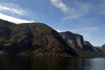 Fototapeta na wymiar Sognefjord, Norway, Scandinavia. View from the board of Flam - Bergen ferry.