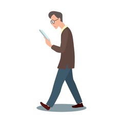 man walking with book