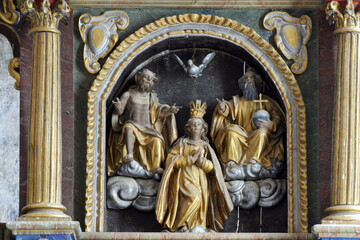 Coronation of the Virgin Mary statue on the high altar in the church of Our Lady of the Mountain in Lobor, Croatia