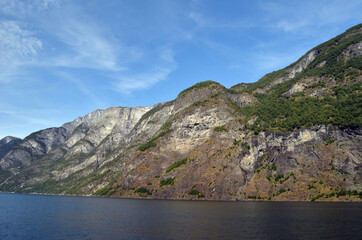 Sognefjord, Norway, Scandinavia. View from the board of Flam - Bergen ferry.