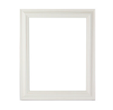 White wooden picture frame Brown wood pattern On a white background