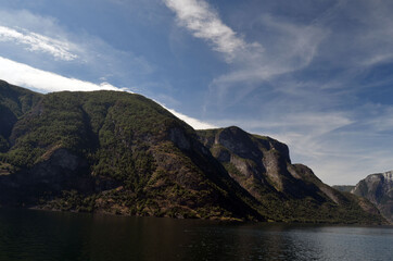 Naklejka premium Sognefjord, Norway, Scandinavia. View from the board of Flam - Bergen ferry.