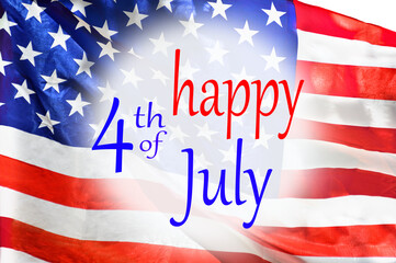 Fototapeta na wymiar Happy Independence Day with United States national flag colors and lettering text Happy 4th of July