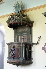 Pulpit in the parish church of St. Catherine of Alexandria in Zagorska Sela, Croatia