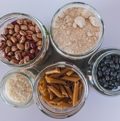 Glass jars with different ingredients