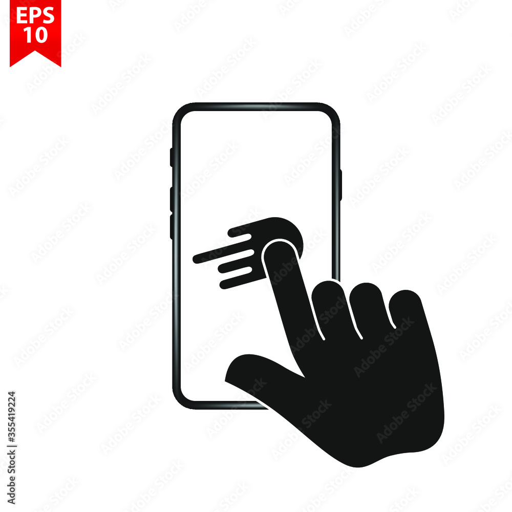 Aufkleber touch screen smartphone sign icon. hand pointer symbol. flat design style. vector