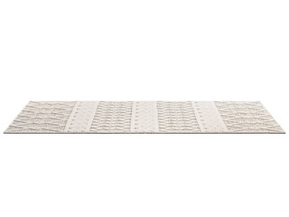 Handmade ivory farmhouse trellis wool area rug. 3d render