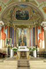 High altar in the parish church Name of Mary and Saint George in Odra, Croatia