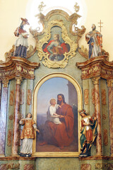 Obraz premium Altar of St. Joseph in the parish church of St. Francis Xavier in Vugrovec, Croatia