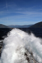 Sognefjord, Norway, Scandinavia. View from the board of Flam - Bergen ferry.